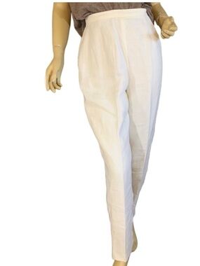 TALBOTS ECRU "IRISH LINEN" HIGH WAIST STRAIGHT LEG TROUSERS (8)